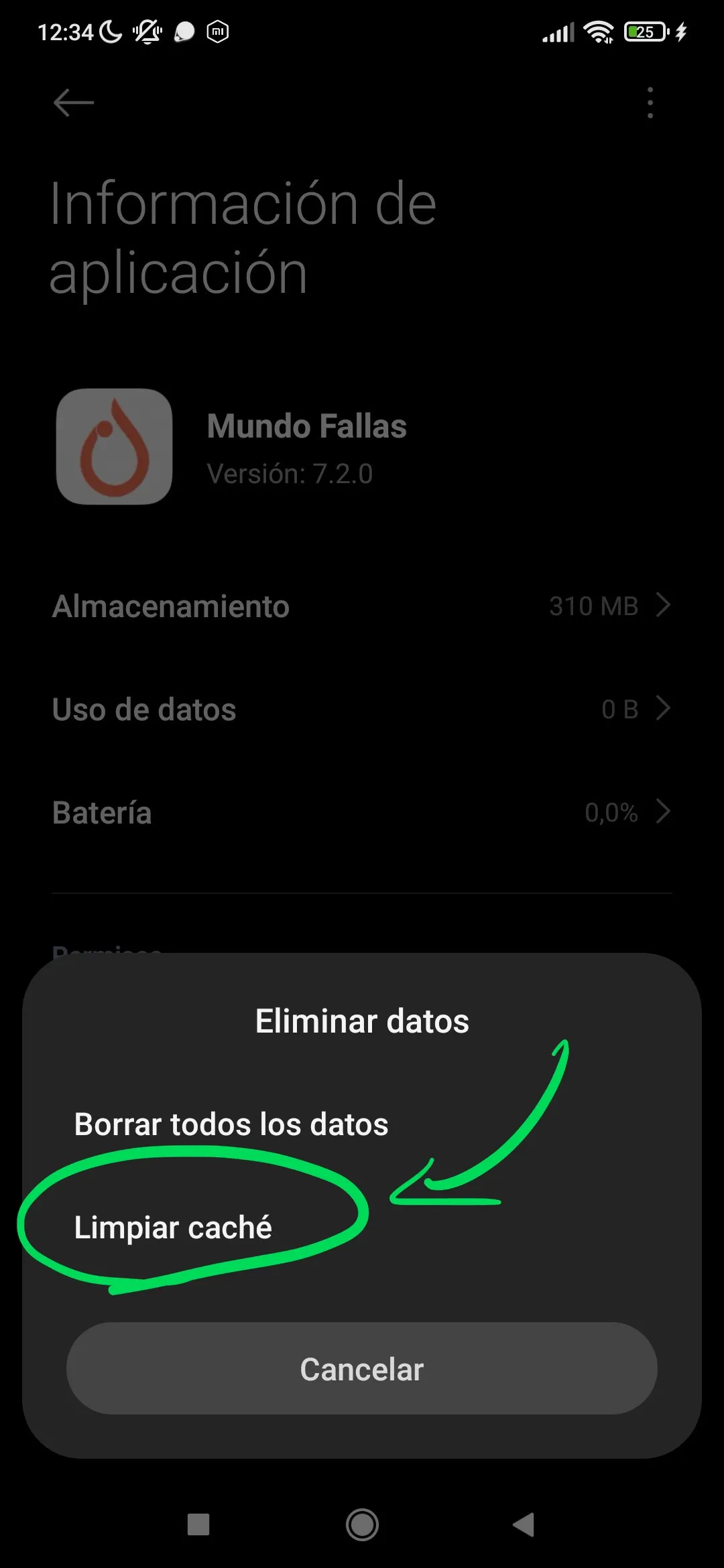 Paso 7: Pulsa en 'Limpiar caché'.